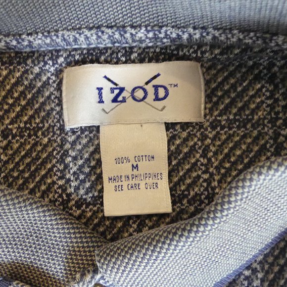 Izod Golf Vintage 1990's Grey Argyle Medium Polo - Picture 2 of 3